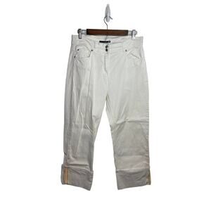 CA Sport women's 12 white denim pants blue jeans roll up cuff capri cropped